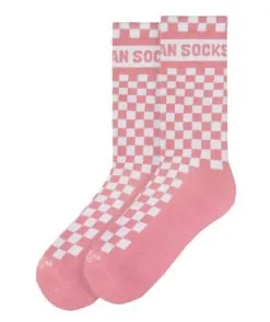 American Socks Pink Checkerboard Mid High Socks