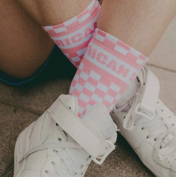 American Socks Pink Checkerboard Mid High Socks 4 American Socks Pink Checkerboard Mid High Socks - Afbeelding 2