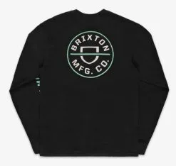 Brixton Crest T-shirt LS Black-off White-jade -Snowboards Verkoop brixton crest t shirt ls black off white jade back 22161