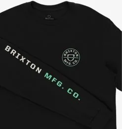 Brixton Crest T-shirt LS Black-off White-jade -Snowboards Verkoop brixton crest t shirt ls black off white jade sleeve2 22161