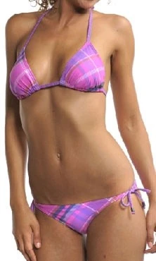 Roxy Sweet Plaid String Bikini Sweet Violet