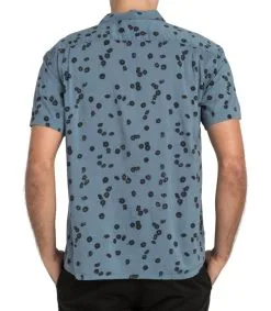 RVCA OD Floral SS Shirt Blue Slate -Snowboards Verkoop rvca od floral ss shirt blue slate rear 20456
