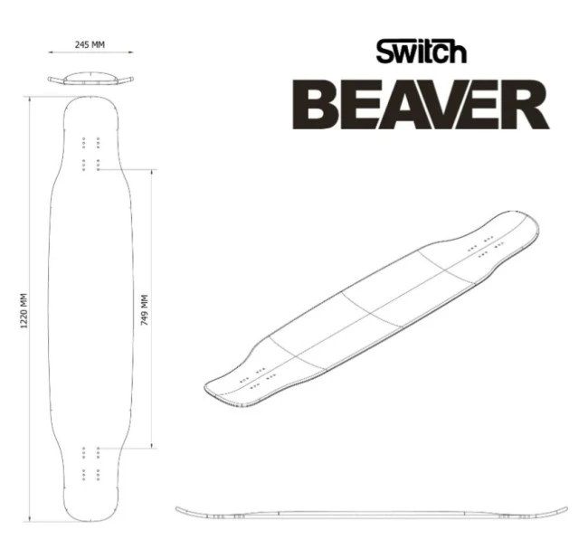 Switch Boards Switch Beaver 48" Dance Longboard Deck Only Gripped 5 Switch Boards Switch Beaver 48" Dance Longboard Deck Only Gripped - Afbeelding 3