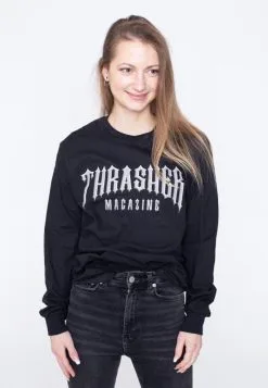 Thrasher Low Low Logo Longsleeve T-shirt Black -Snowboards Verkoop thrasher low low logo t shirt long sleeve black front 21856